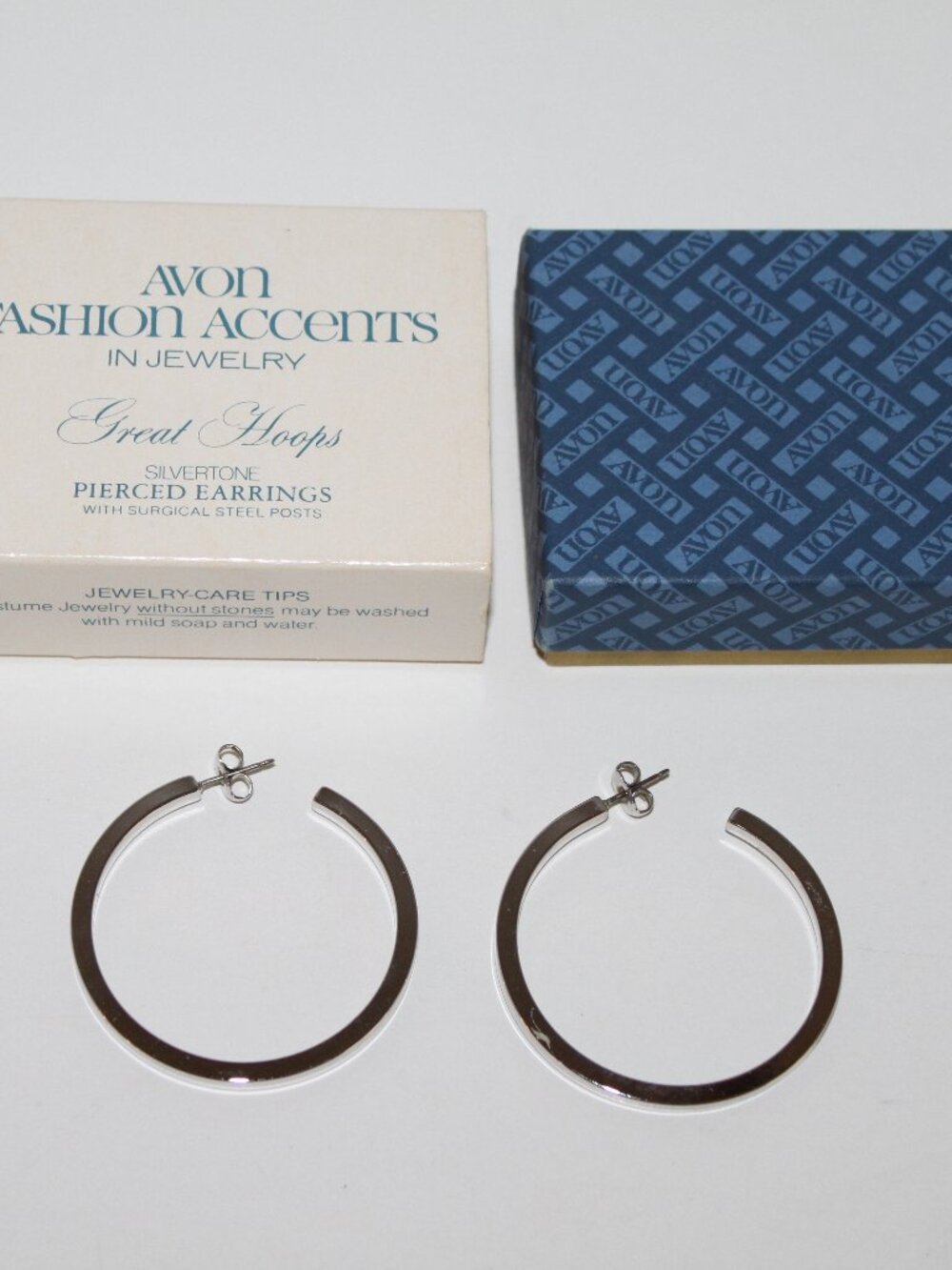 Vintage Avon Silvertone Hoop Earrings
